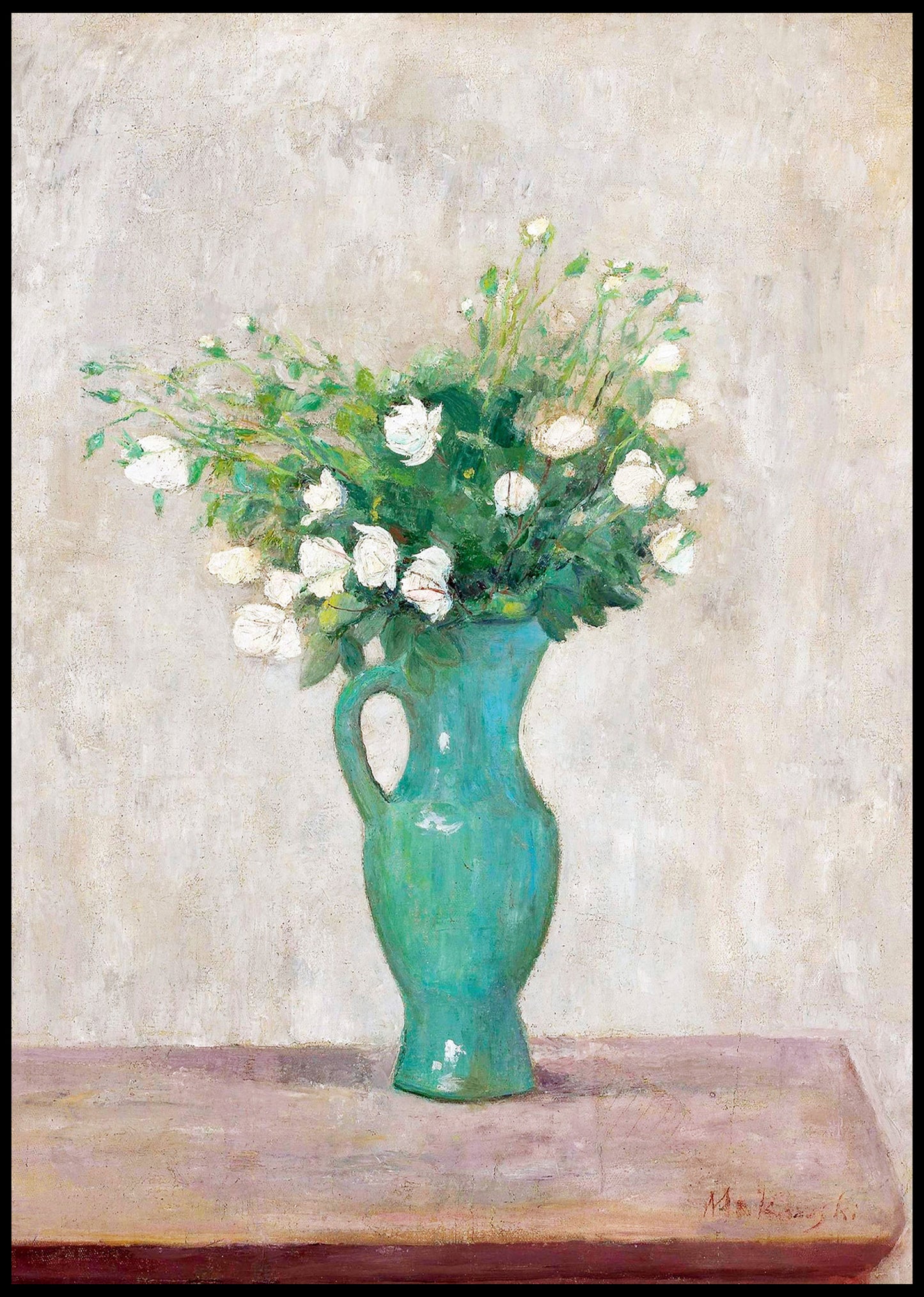 Bouquet in a Green Flower Vase