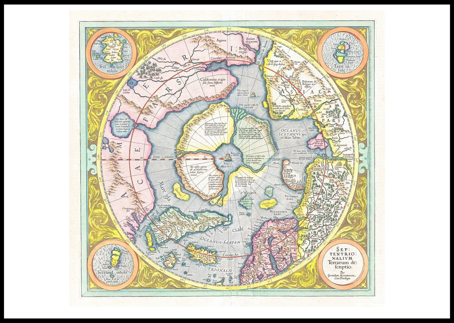 Mercator Hondius Map of the Arctic