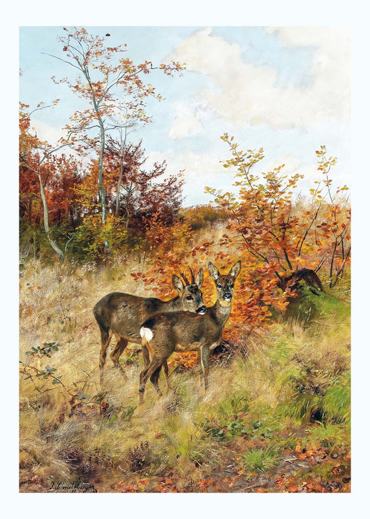 Roe Deer with Autumn Leaves