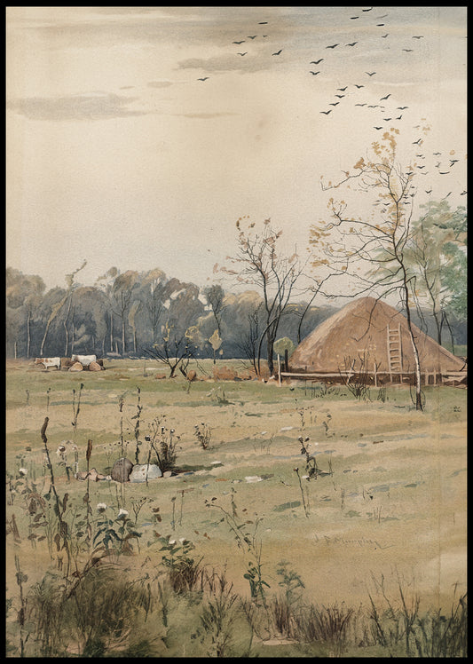 Autumn Landscape with Large Haystack