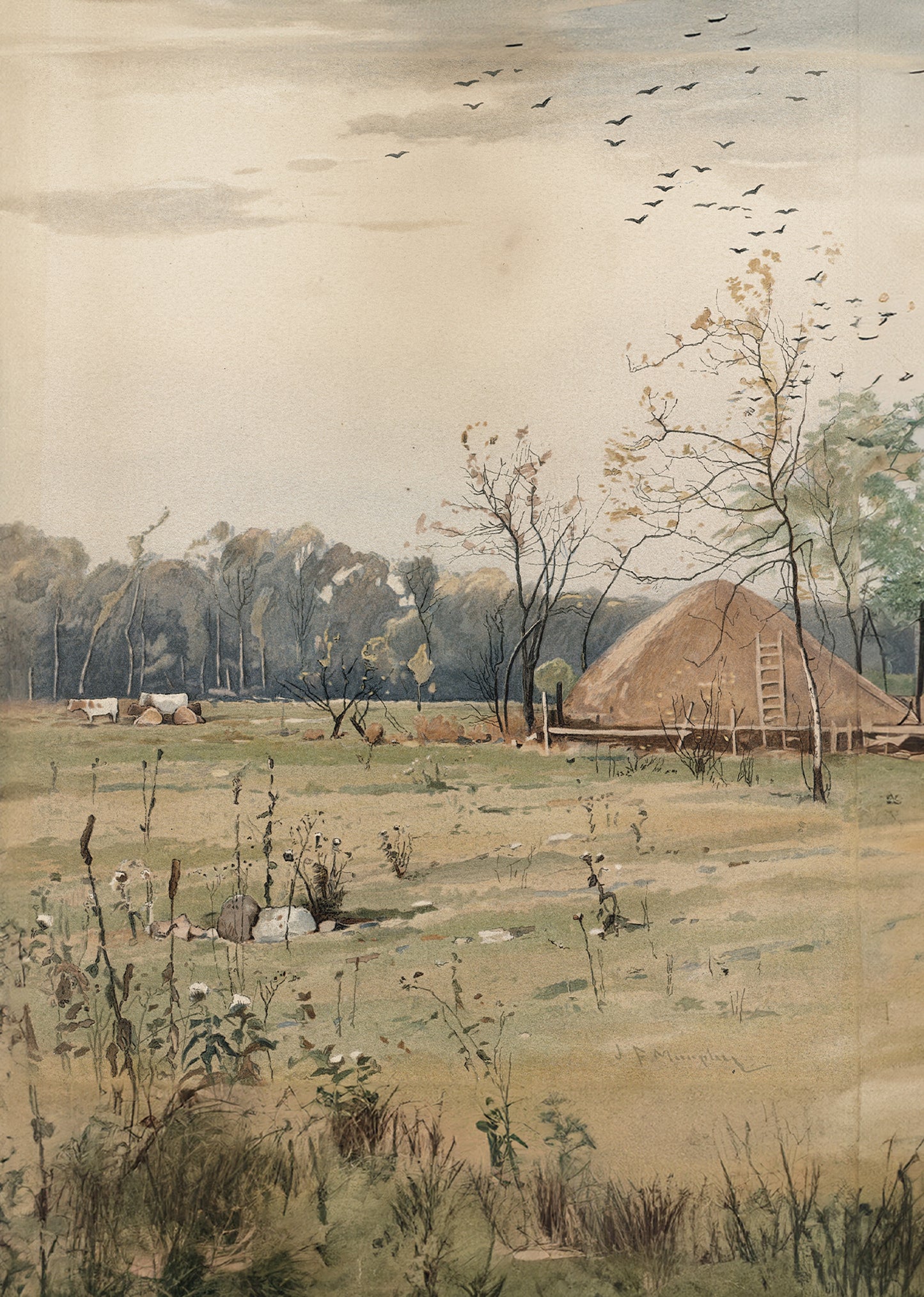 Autumn Landscape with Large Haystack