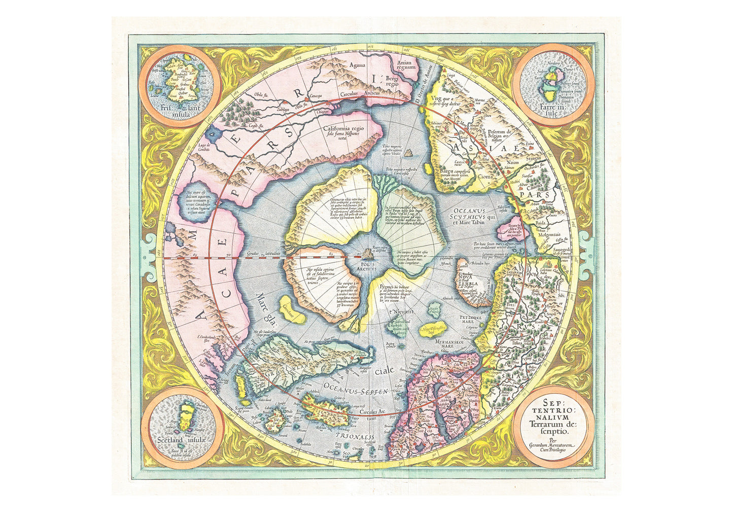 Mercator Hondius Map of the Arctic