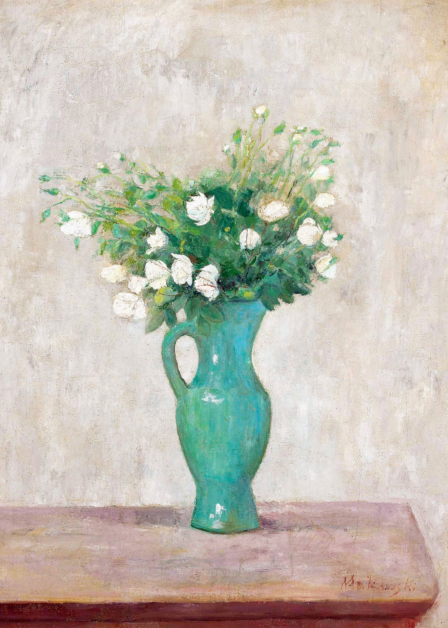 Bouquet in a Green Flower Vase