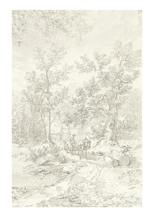 Forest Interior with Farmer on Cart