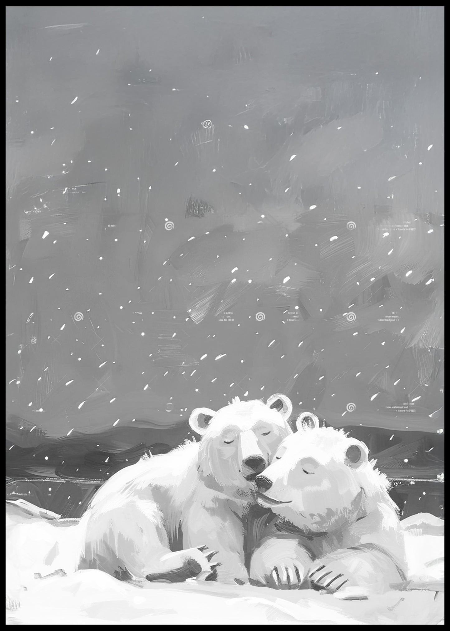 Polar Bears In Snow Poster