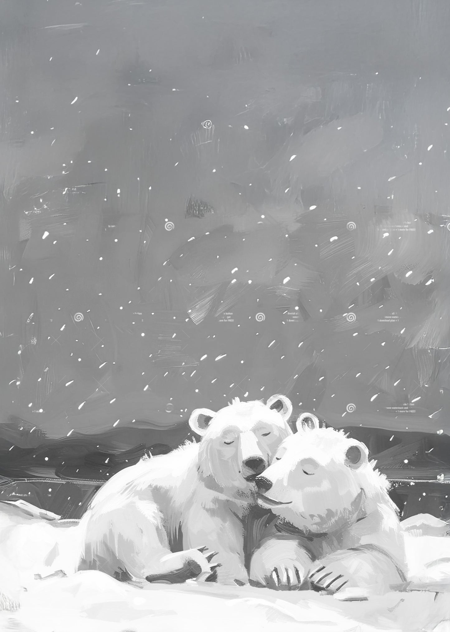 Polar Bears In Snow Poster