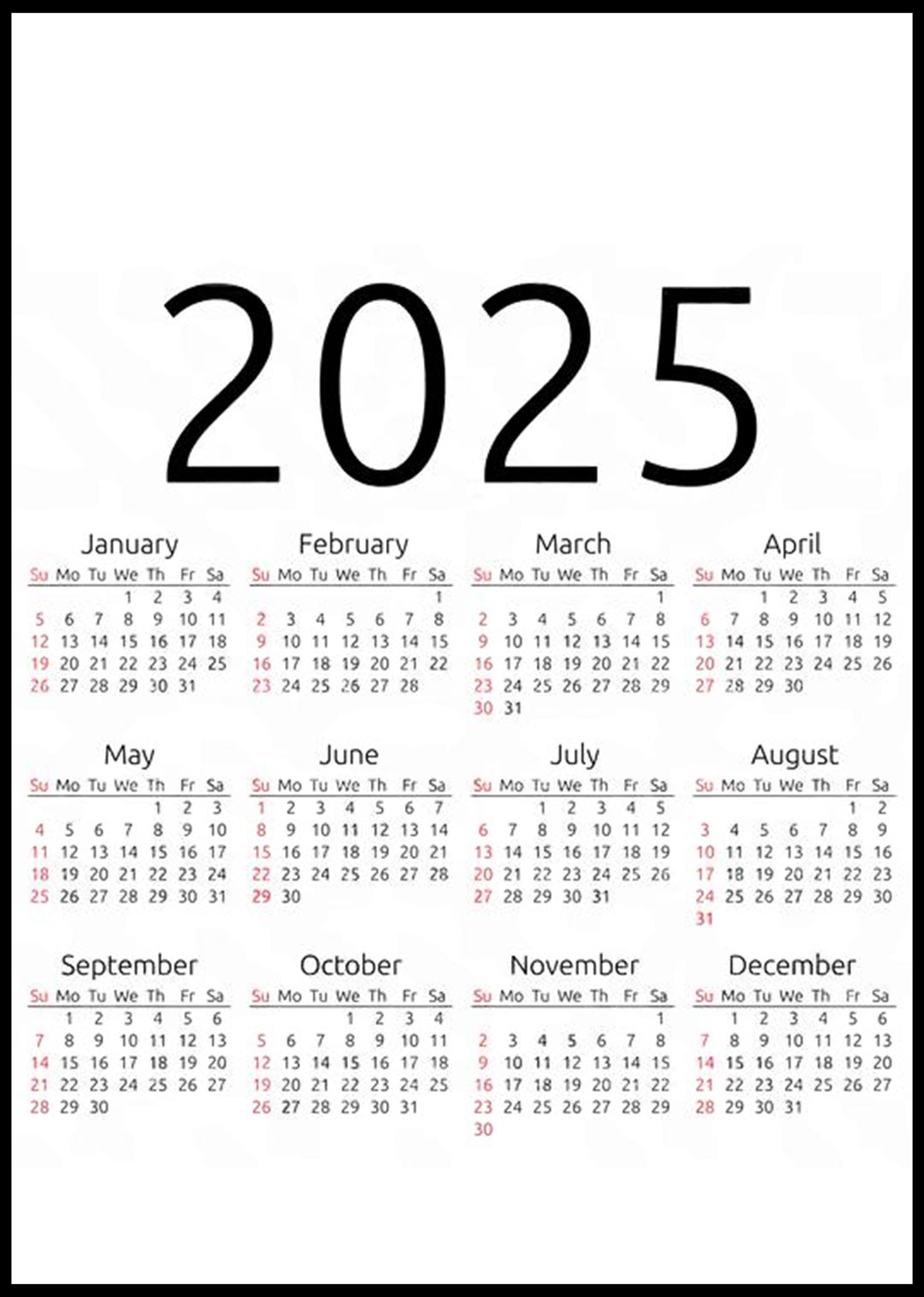 2025 Calendar Poster