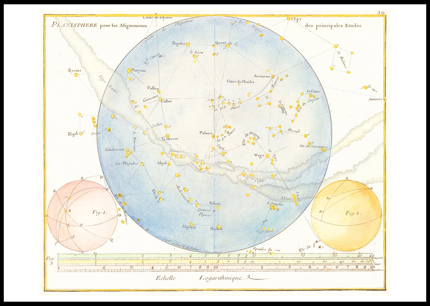 Planisphere pour les Alignements des Principales Etoiles