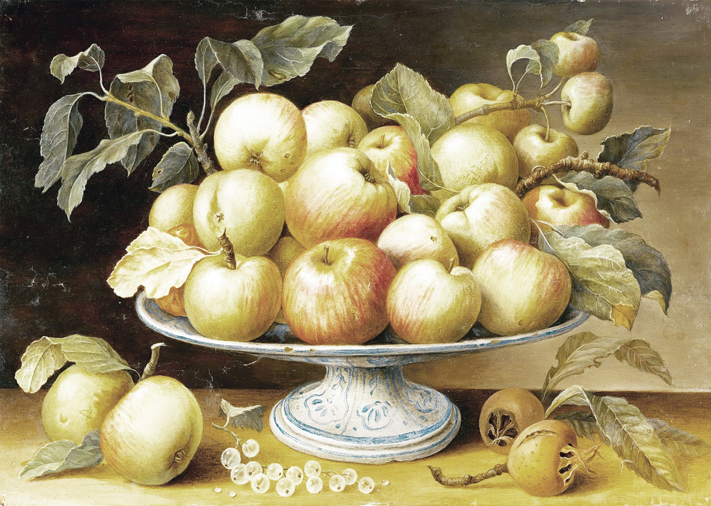 Still life with apples on a majolica tazza