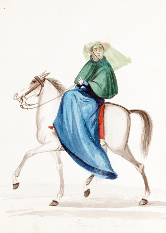 An Elegantly Dressed Woman on Horseback