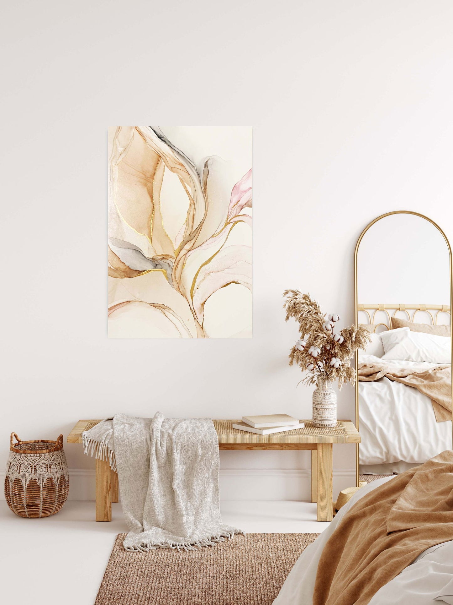 Abstract Brush Beige Poster - Hakyarts