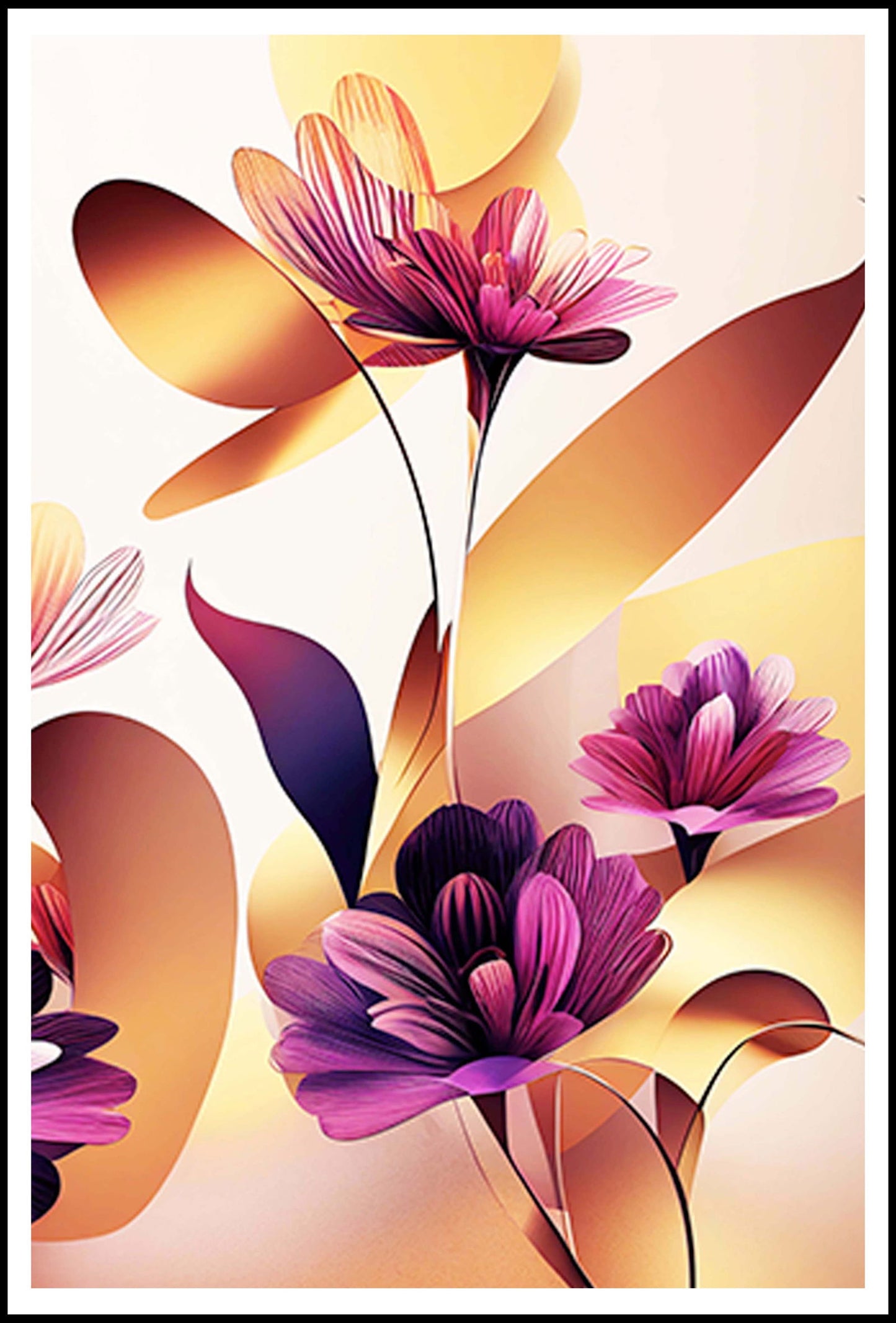 Abstract Graphic Flowers Poster - Hakyarts