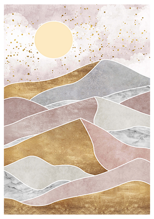 Abstract Graphic Gold Mountain Poster - Hakyarts