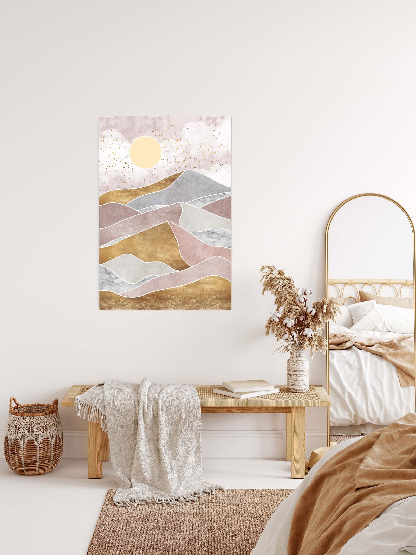 Abstract Graphic Gold Mountain Poster - Hakyarts