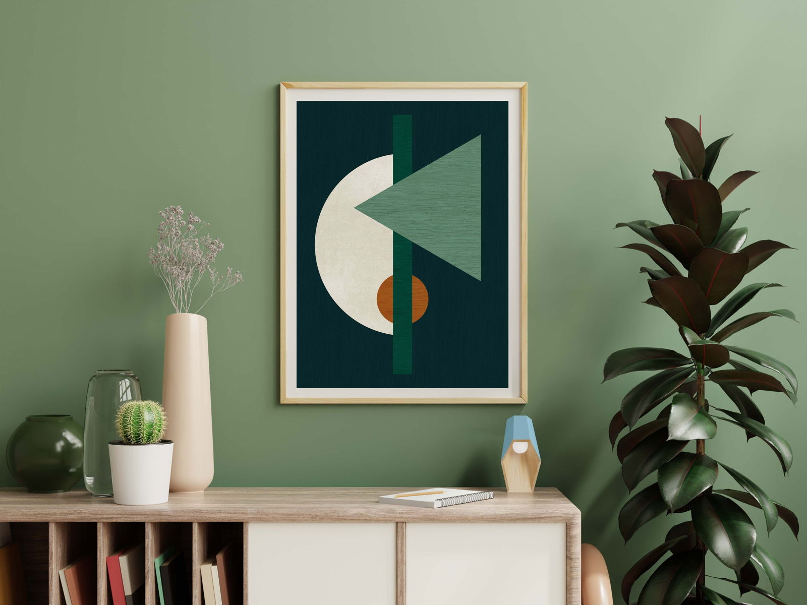 Abstract Green Shapes Poster - Hakyarts