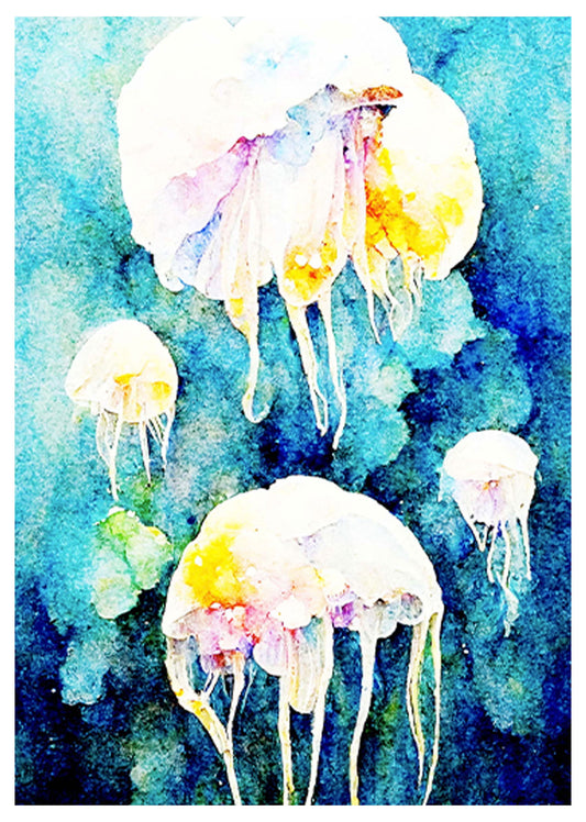 Abstract Sea Jellies Poster - Hakyarts