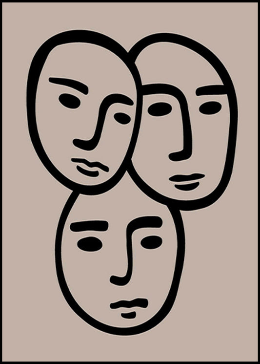 Abstract Three Faces Poster - Hakyarts