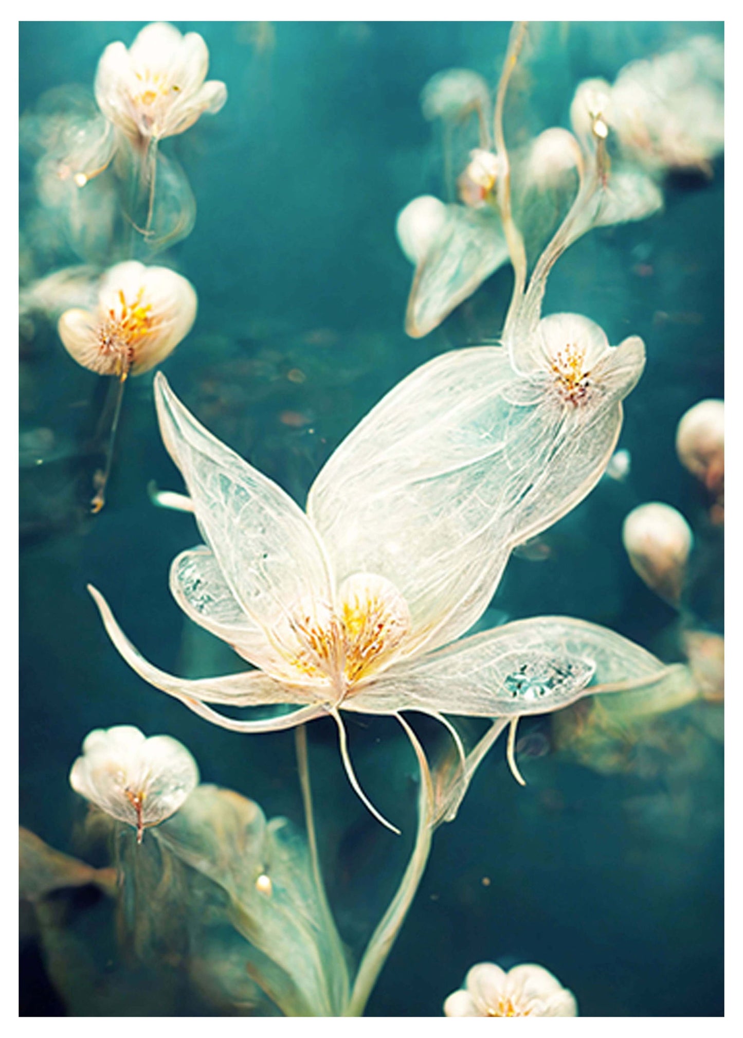 Abstract Water Lilies Poster - Hakyarts