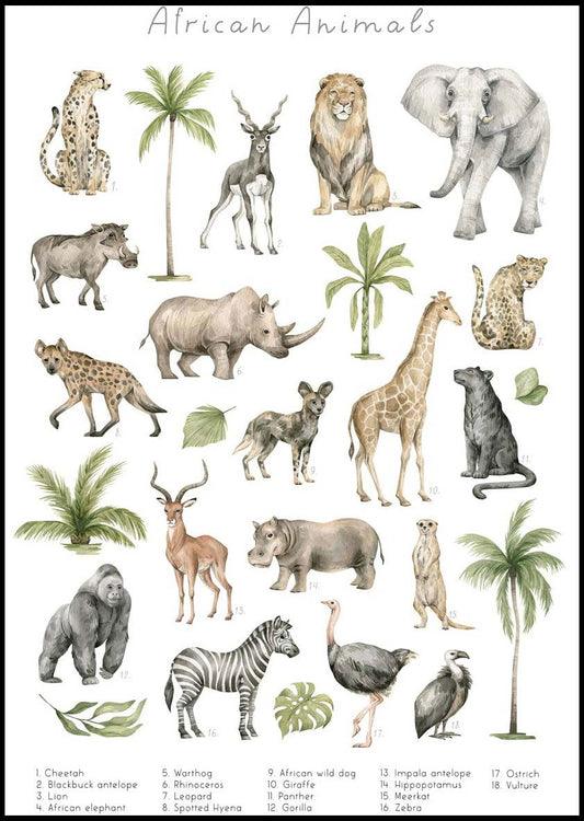 African Animals Poster - Hakyarts