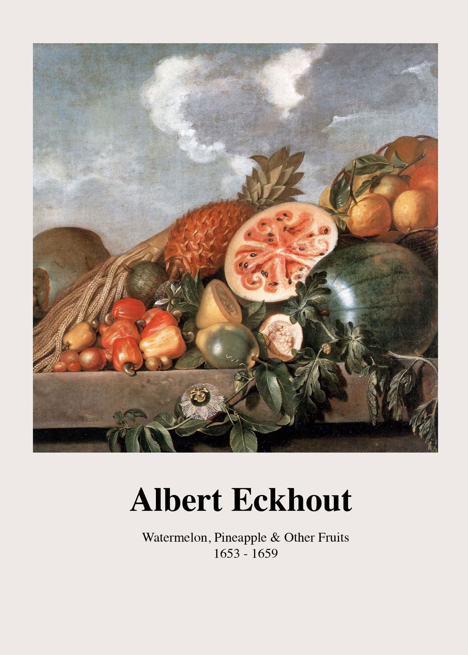 Albert Eckhout - Watermelon, Pineapple and Other Fruits Poster - Hakyarts