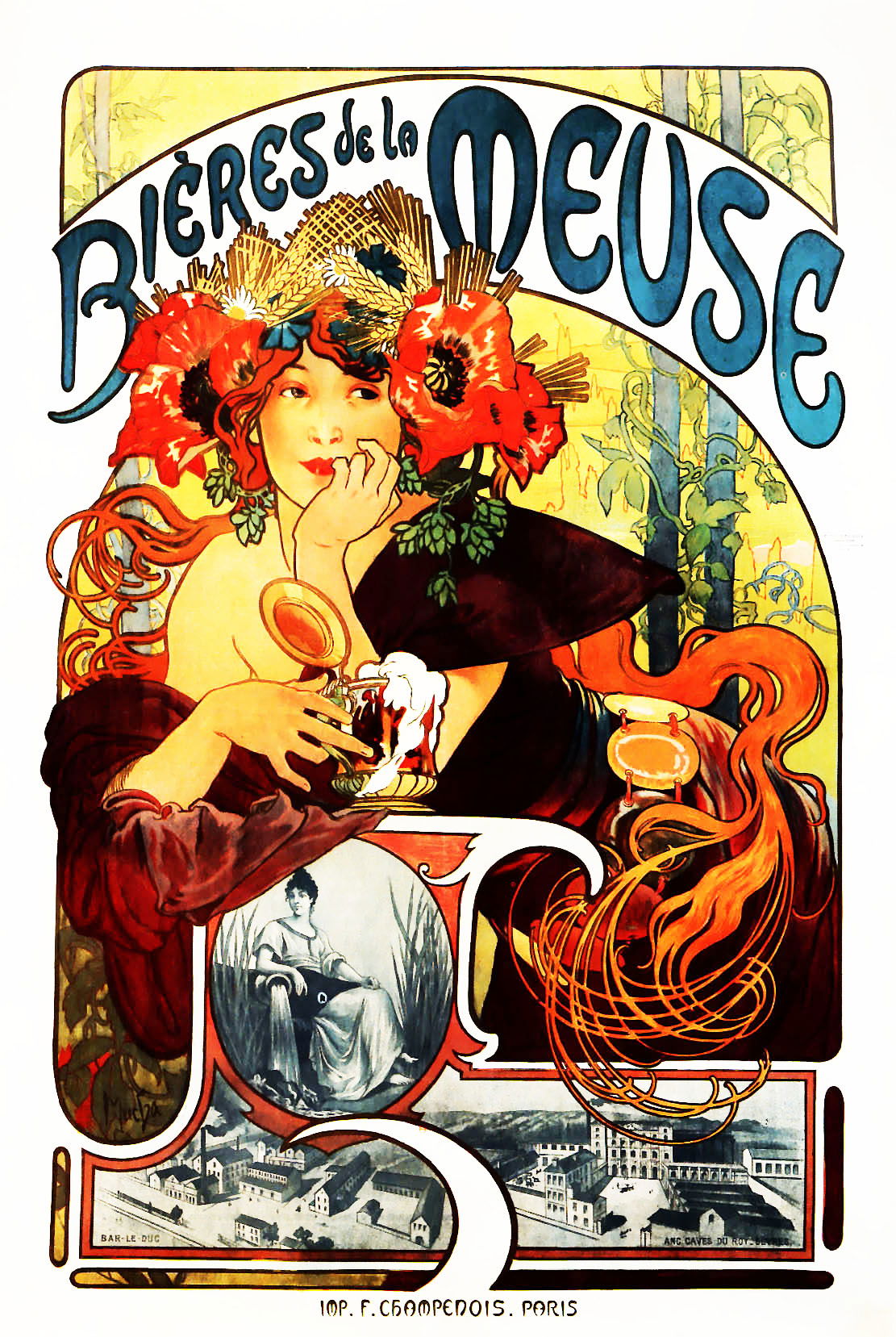 Alphonse Mucha - Bières de la Meuse Poster - Hakyarts