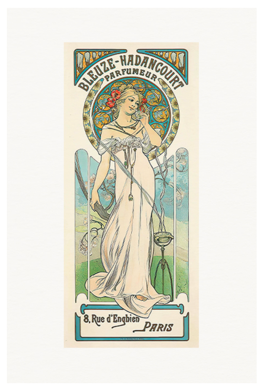 Alphonse Mucha - Bleuze-Hadancourt Parfumeur Poster - Hakyarts