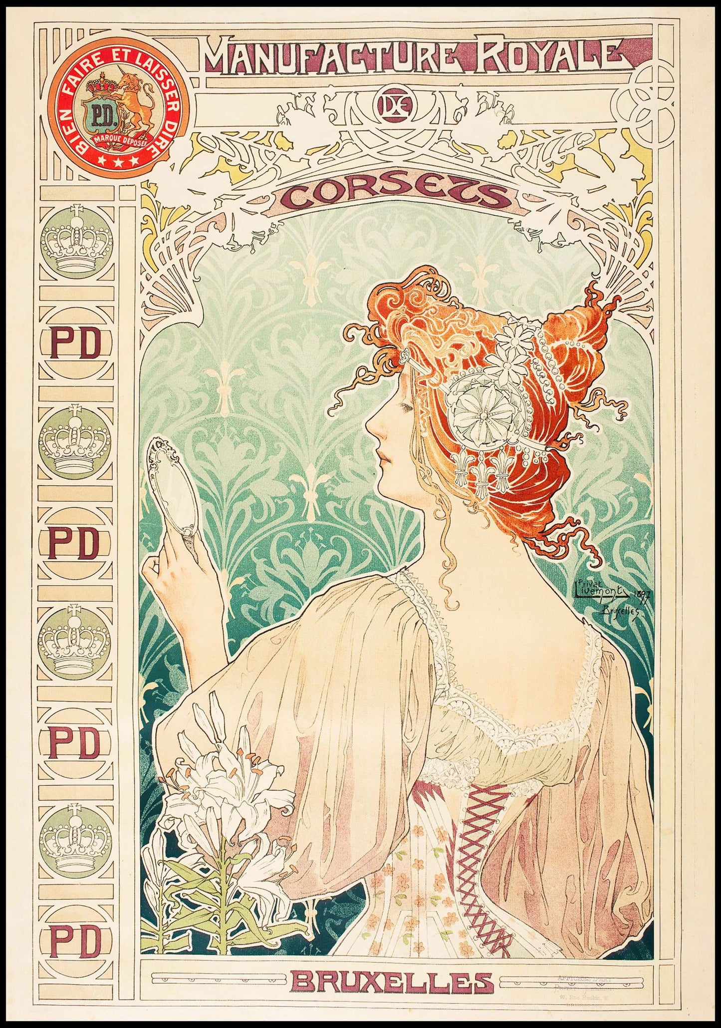 Alphonse Mucha - Manufacture Royale De Corsets Poster - Hakyarts