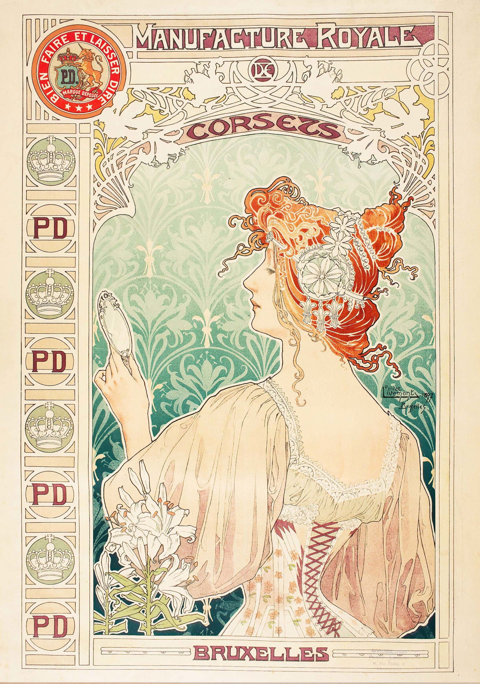 Alphonse Mucha - Manufacture Royale De Corsets Poster - Hakyarts