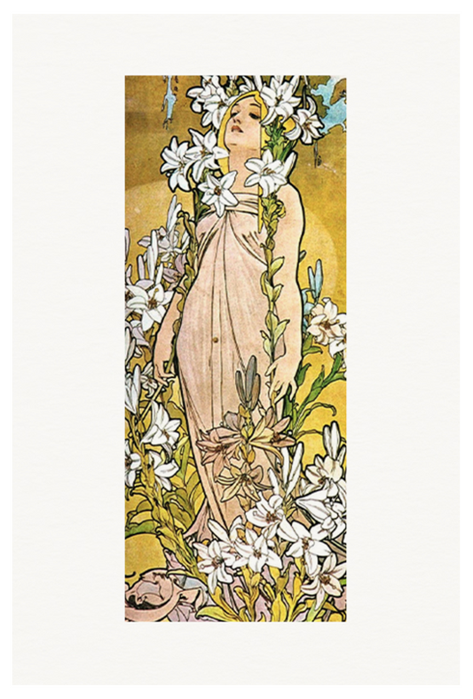 Alphonse Mucha - The Flowers Lily Poster - Hakyarts