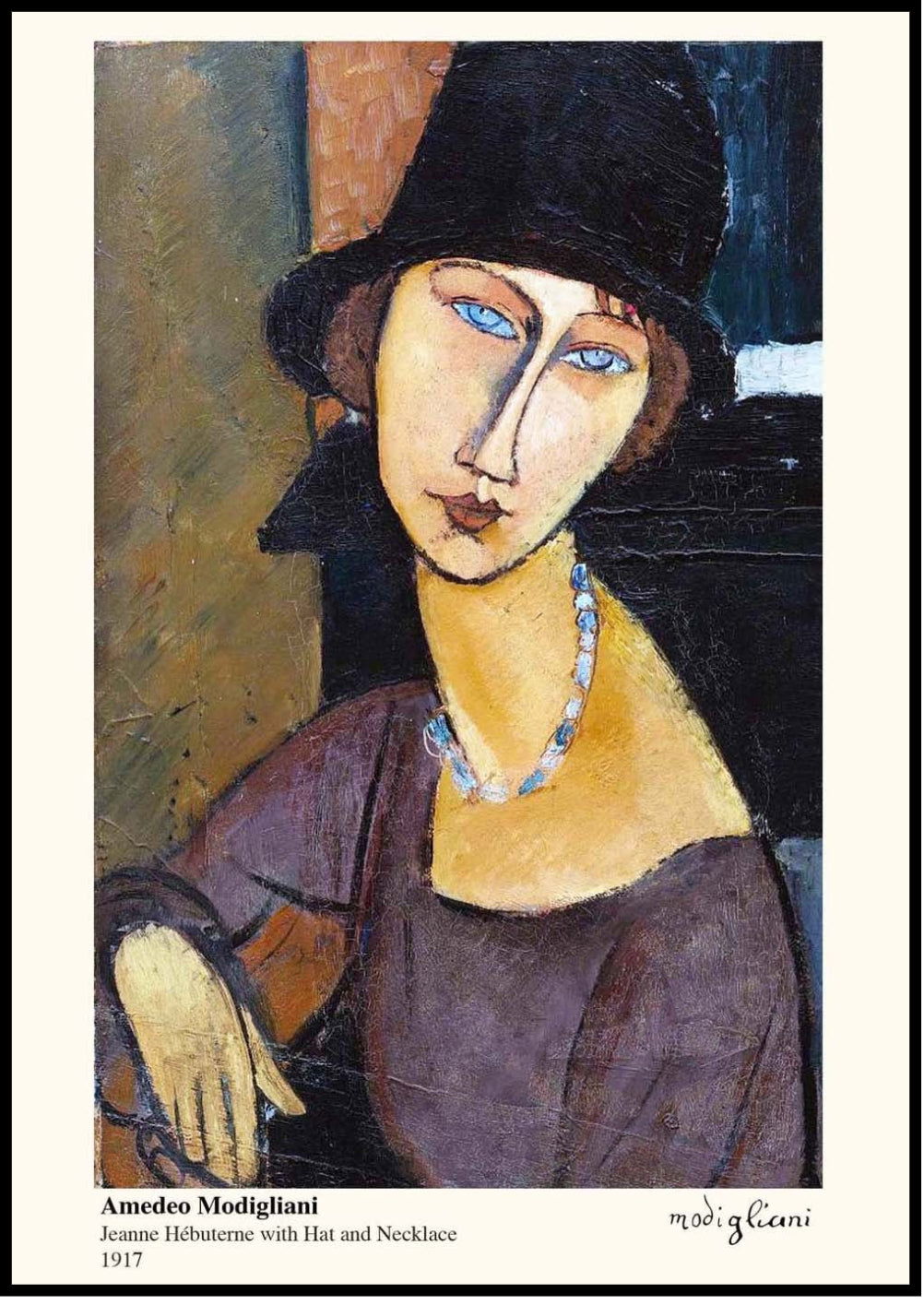 Amedeo Modigliani - Jeanne Hebuterne with Hat and Necklace Poster - Hakyarts