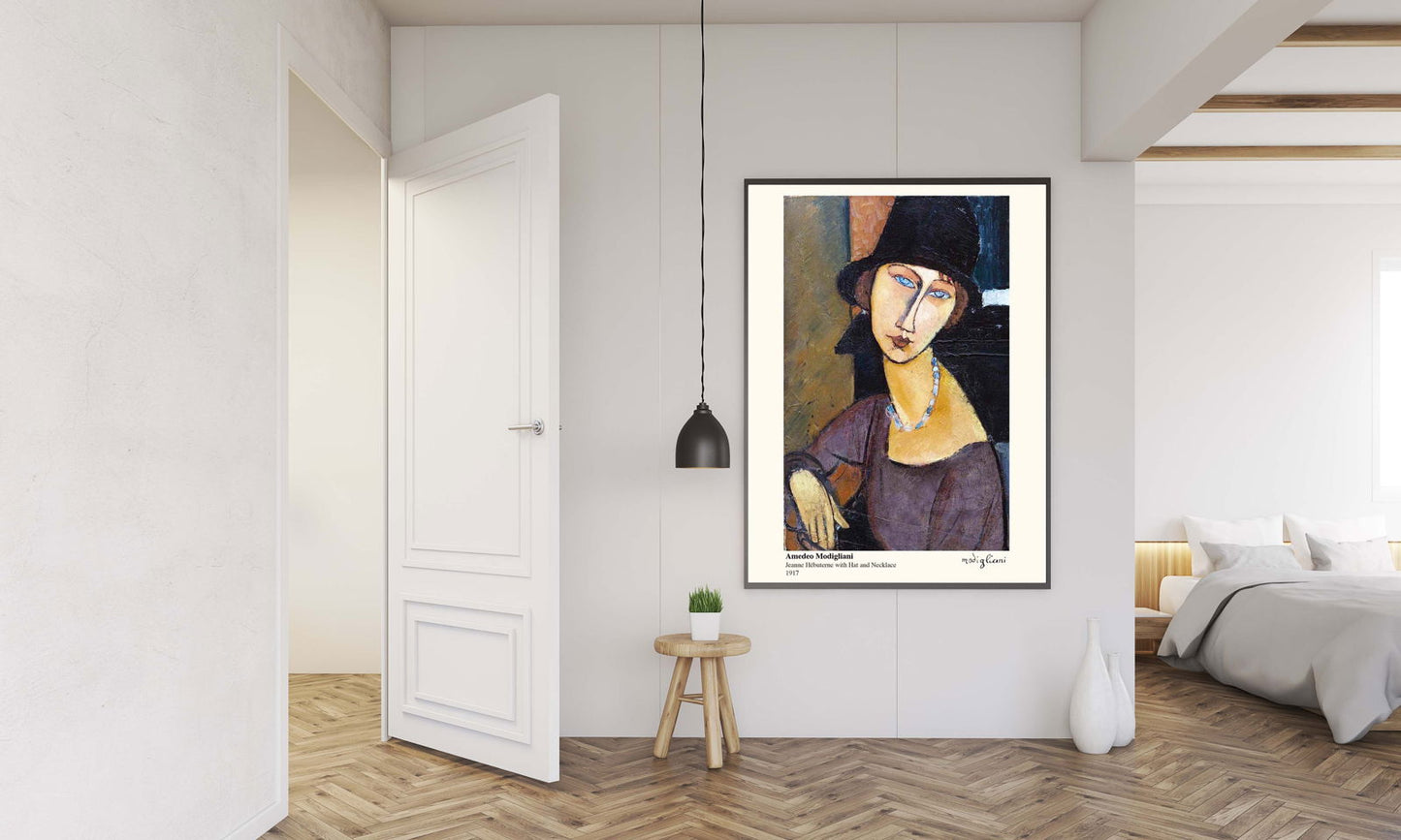 Amedeo Modigliani - Jeanne Hebuterne with Hat and Necklace Poster - Hakyarts