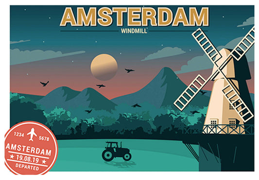 Amsterdam Postcard Poster - Hakyarts