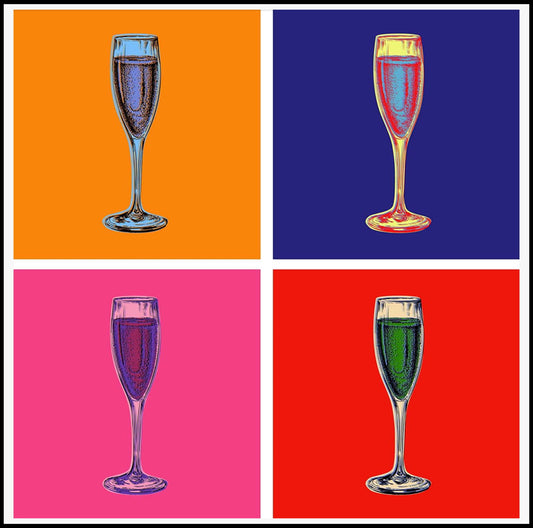 Andy Wharhol Style - Champagne Glass Poster - Hakyarts