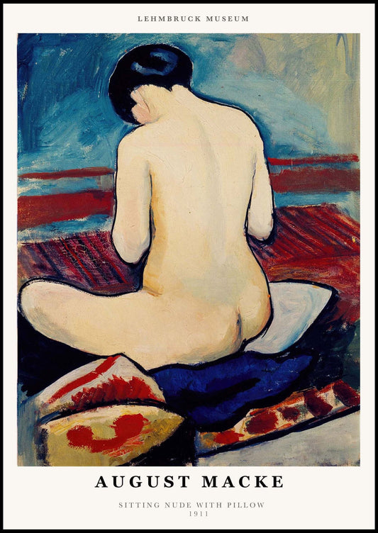 August Macke - Sitting Nude with Pillow Poster - Hakyarts