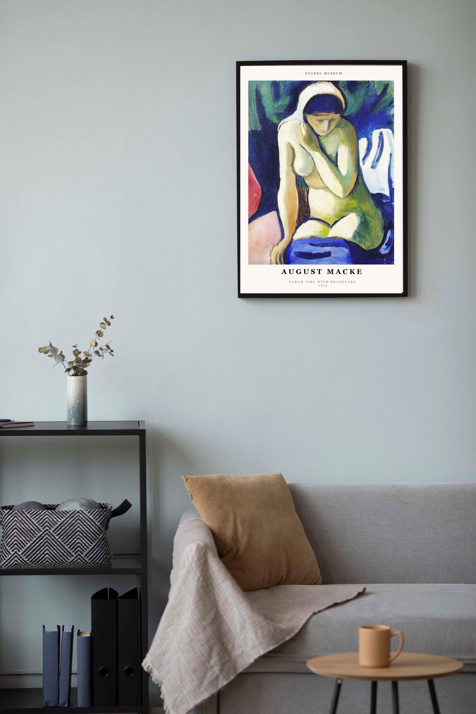 August Macke - Sitting Nude with Pillow Poster - Hakyarts