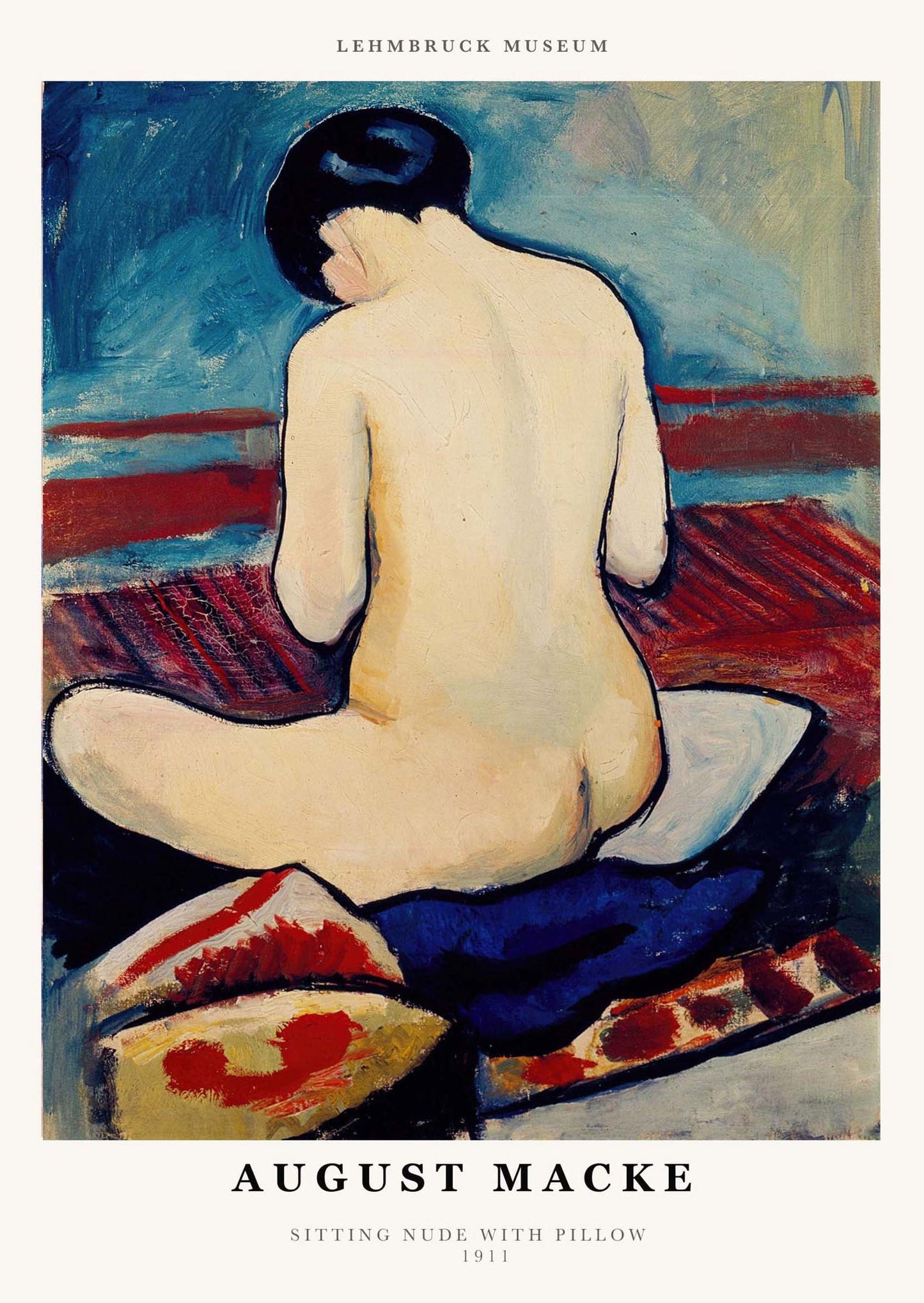 August Macke - Sitting Nude with Pillow Poster - Hakyarts