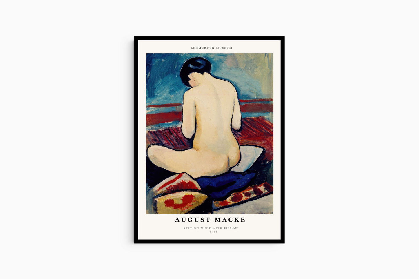 August Macke - Sitting Nude with Pillow Poster - Hakyarts