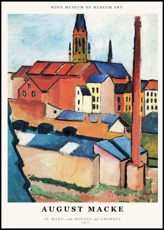 August Macke - St Mary with Houses and Chimneys Poster - Hakyarts