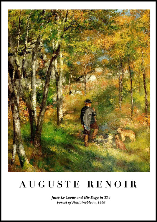 Auguste Renoir - Jules Le Coeur and His Dogs at the Forest of Fountaineblue Poster - Hakyarts