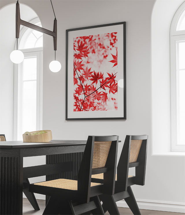 Autumn Red Leaves Poster - Hakyarts