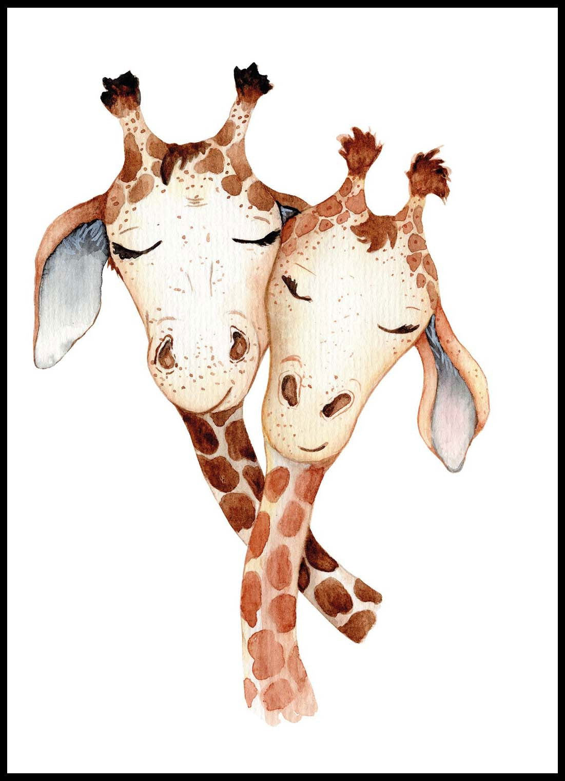 Baby Giraffe with Mother Poster - Hakyarts