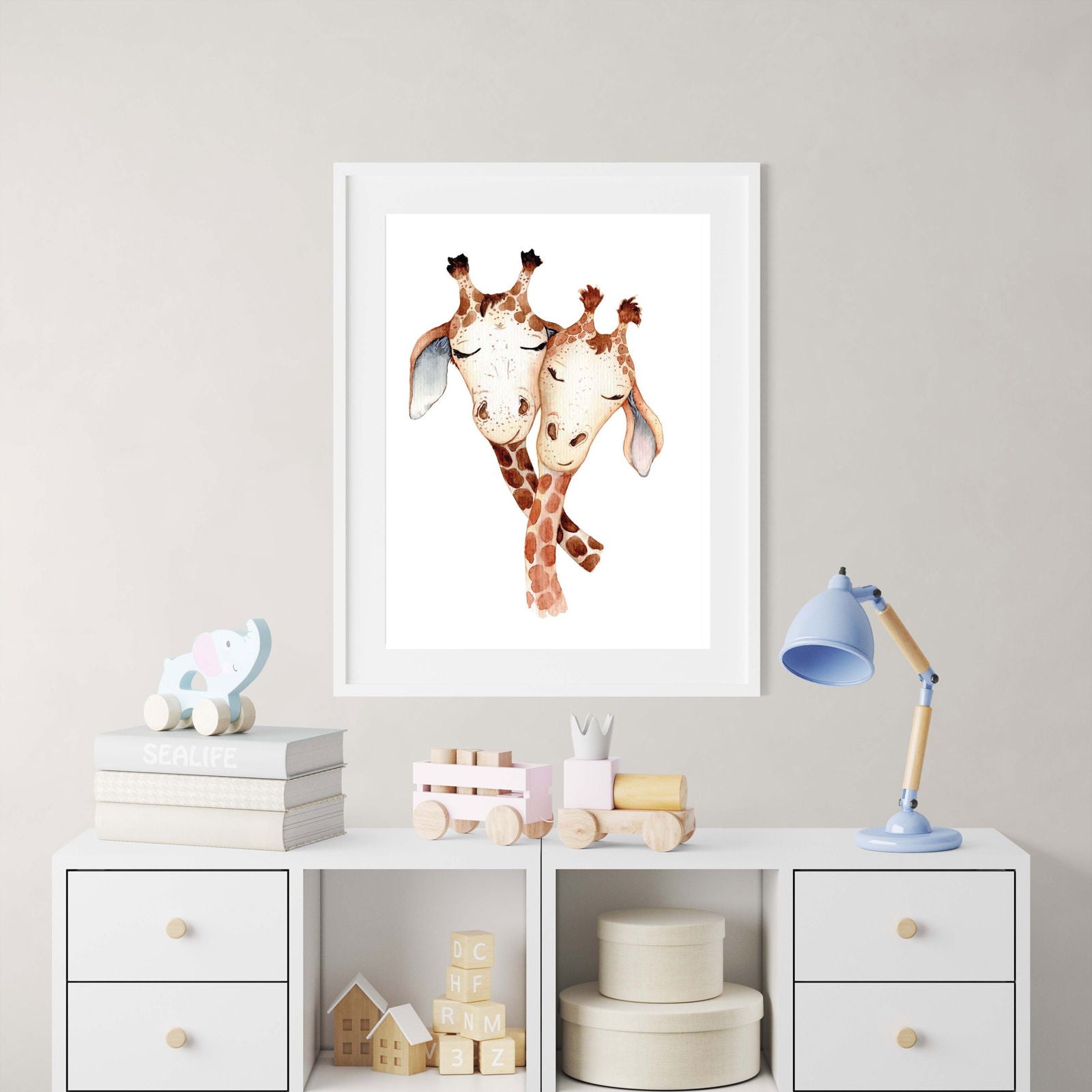 Baby Giraffe with Mother Poster - Hakyarts