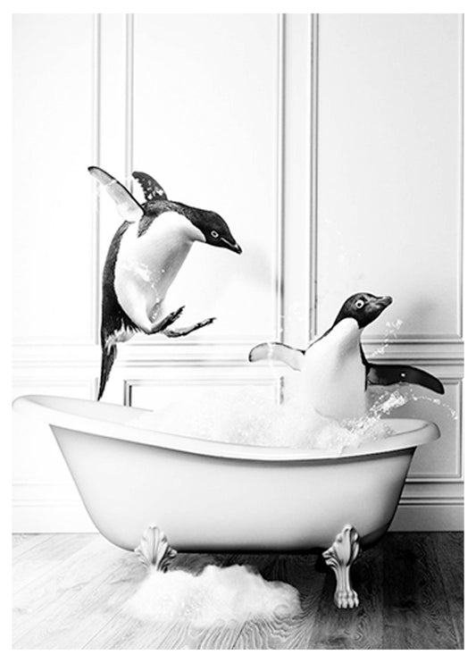 Bathing Penguins Poster - Hakyarts