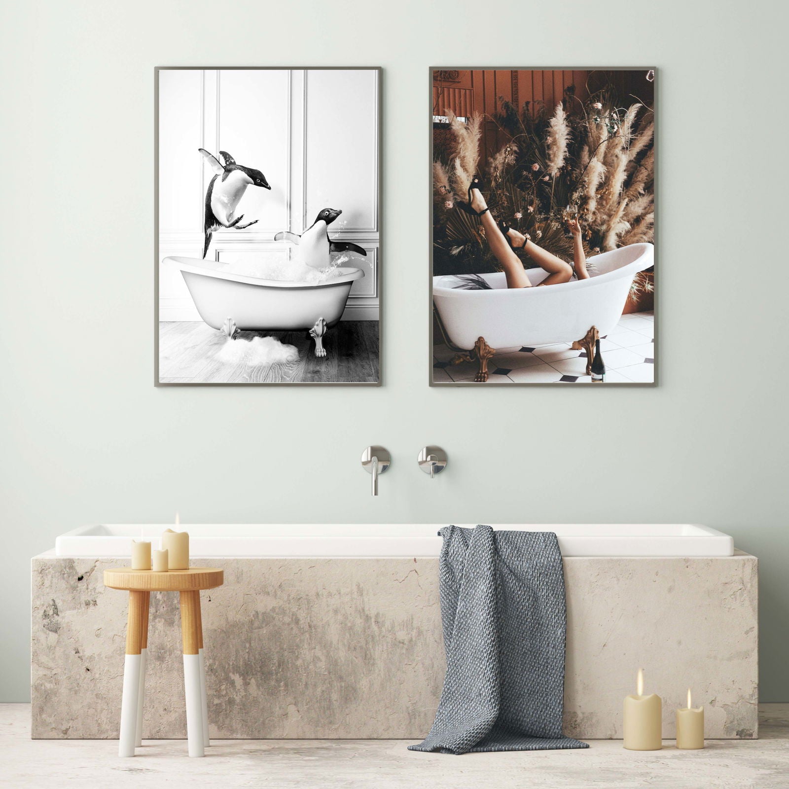 Bathing Penguins Poster - Hakyarts