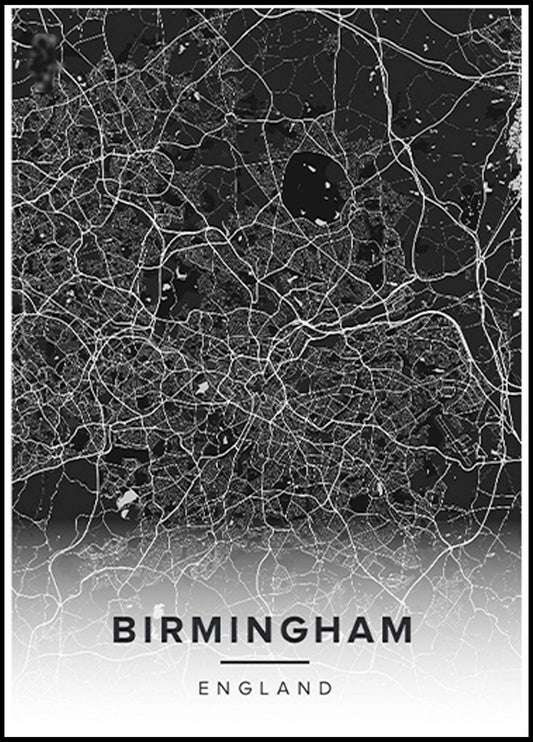 Birmingham Map Poster - Hakyarts