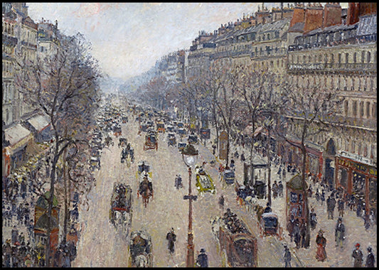 Camille Pissarro - Boulevard Montmartre, Morning, Cloudy Weather - Hakyarts