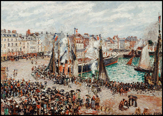 Camille Pissarro - The Fish Market in Dieppe, Gray Weather, Morning - Hakyarts