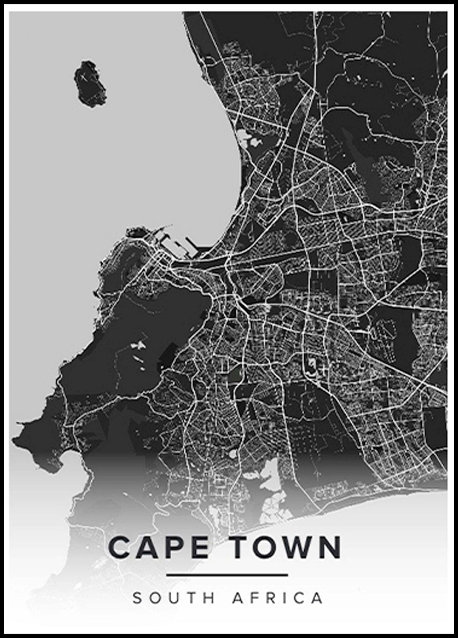 Cape Town Map Poster - Hakyarts