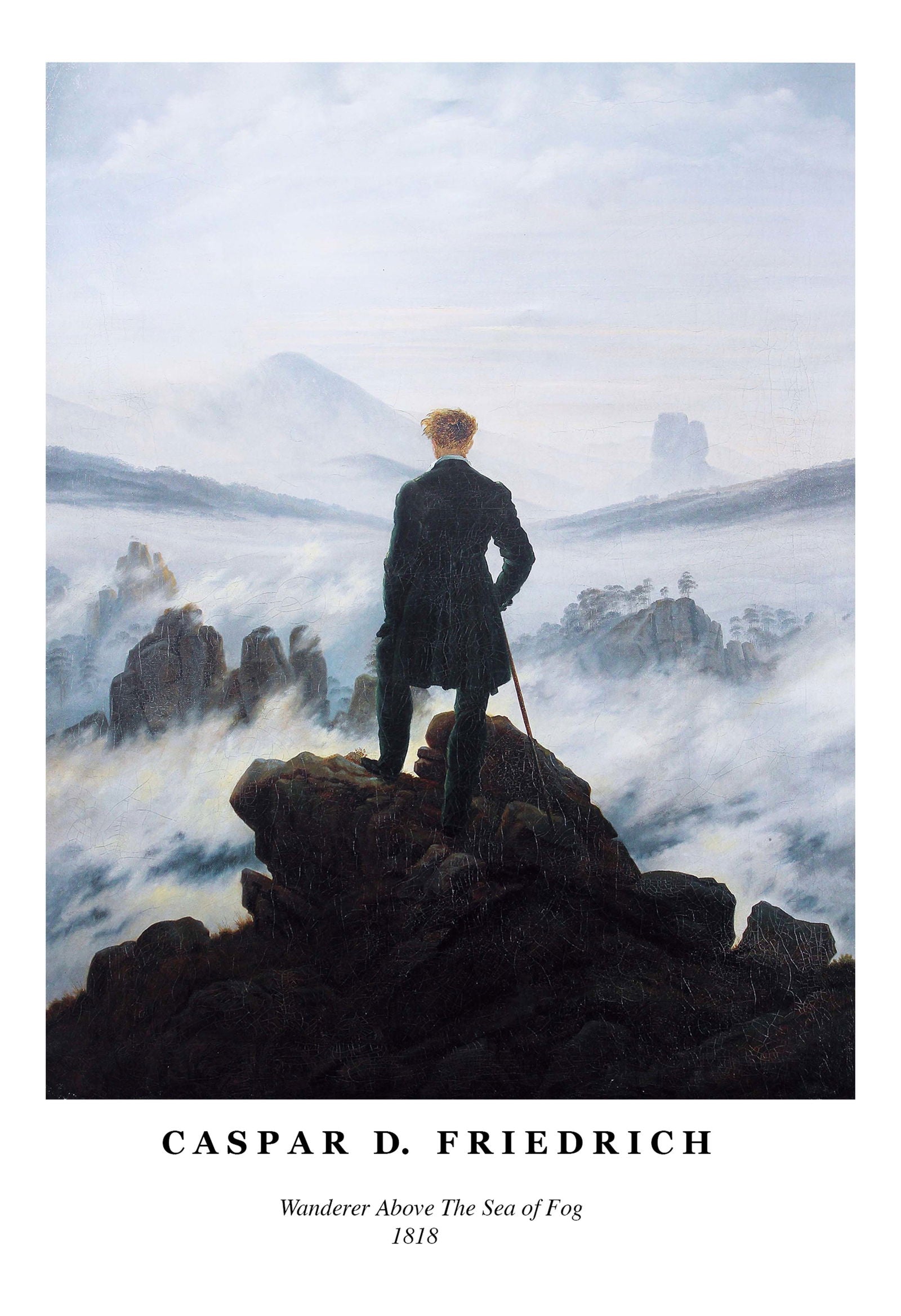 Caspar David Friedrich - Wanderer Above the Sea of Fog Poster - Hakyarts