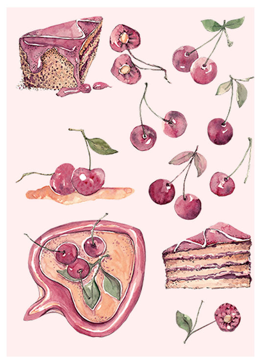 Cherries and Cakes Poster - Hakyarts